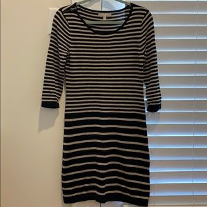 Black & Tan Striped Sweater Dress